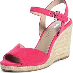 Brand New Never Worn Prada Fuxia Suede Wedges